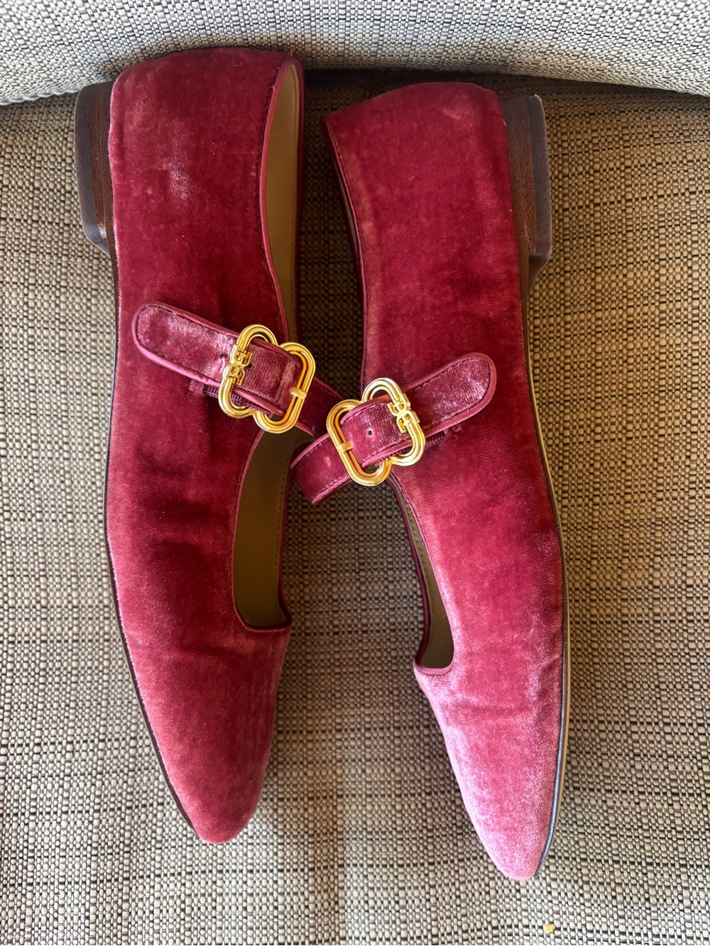 Sam Edelman Rose Pink Velvet Mary Jane Flats - Picture 3 of 6